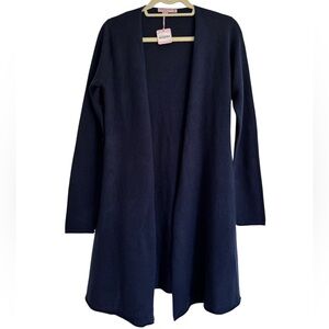 NWT Calypso St. Barth Navy 100% Cashmere Open Front Longline Cardigan M